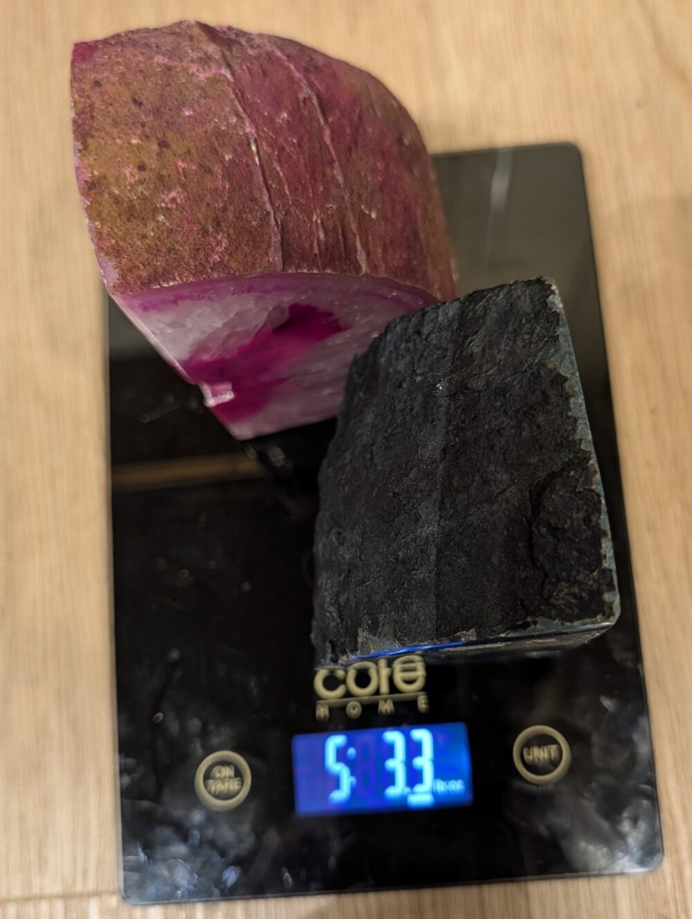 Agate Geodes Pair of Dyed Sections in Pink & Teal w/ Druzy - Picture 16 of 16
